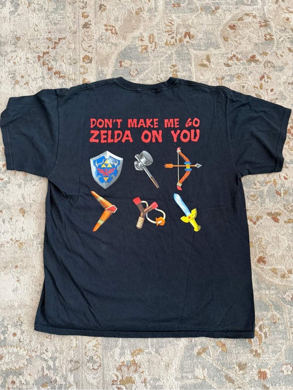 Fruit of the Loom Black Heavy Cotton Tee with Colorful Fruit Logo